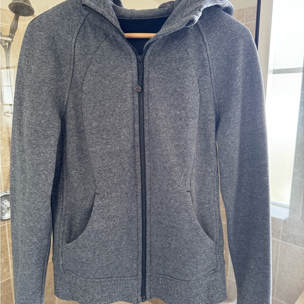 lululemon athletica Heathered Gray Full-Zip Hooded Bomber Jacket